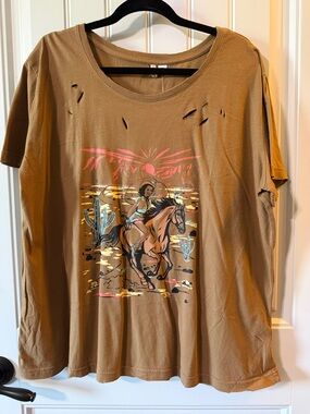 Relaxed Fit Graphic Tee - Brown Desert Rider